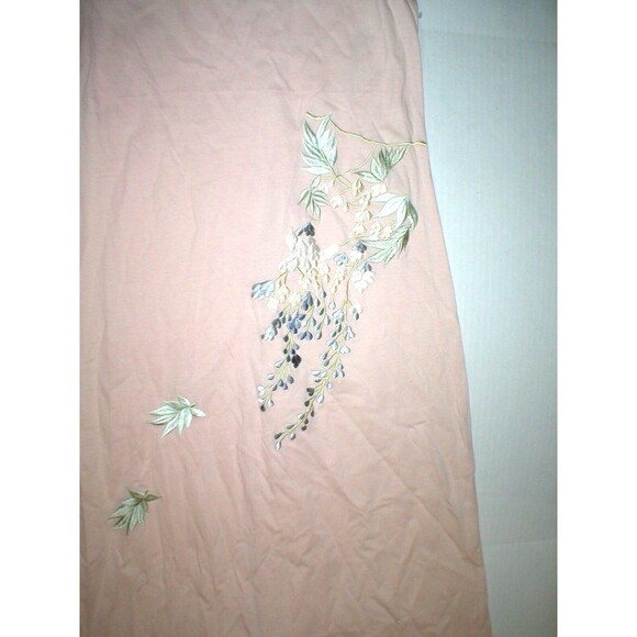 NWT S New Designer Natori Peach Womens Blush Flowers Embroider Cotton Night Gown - Picture 3 of 5